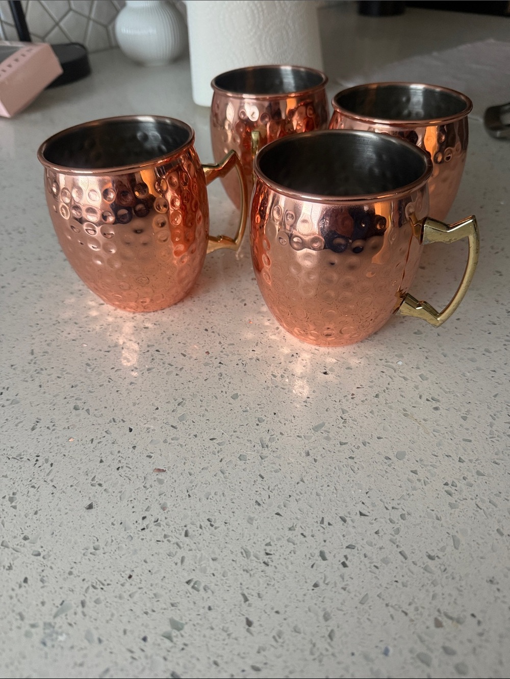 Copper Moscow Mule Mug Set with Gold Handles - Set of 4